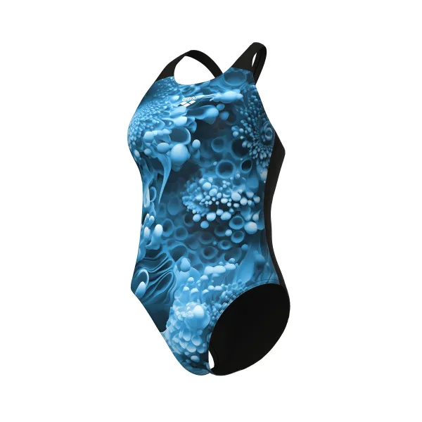 Жіночий купальник Arena BLUE FLOWERS SWIMSUIT V BACK