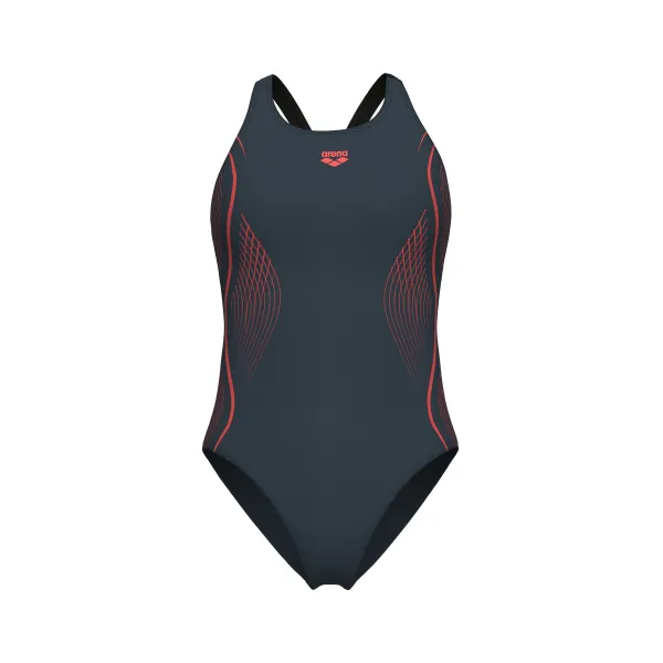 Жіночий купальник Arena GRID SWIMSUIT V BACK GRAPHIC